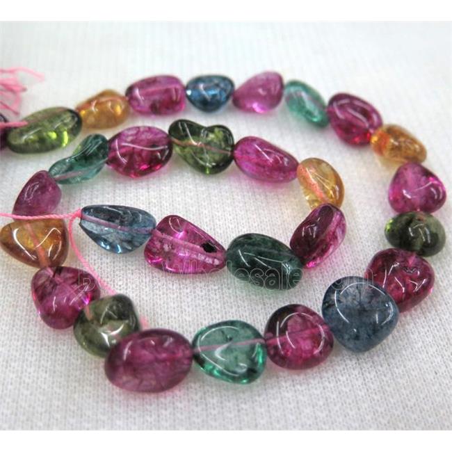colorful tourmaline beads, synthetic, freeform chip