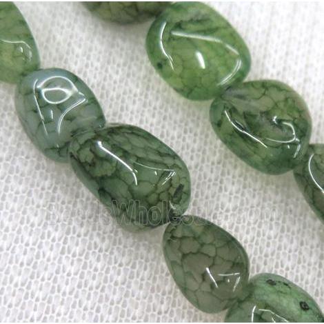 dragon veins agate bead, chip freeform, green