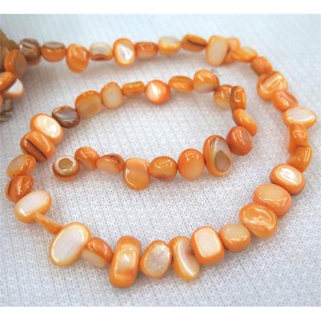 freshwater shell chip beads, freeform, orange