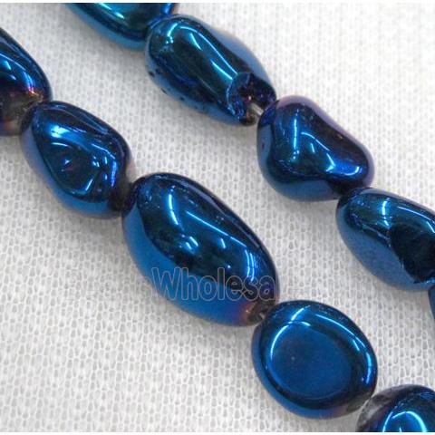clear quartz bead chips, freeform, blue electroplated