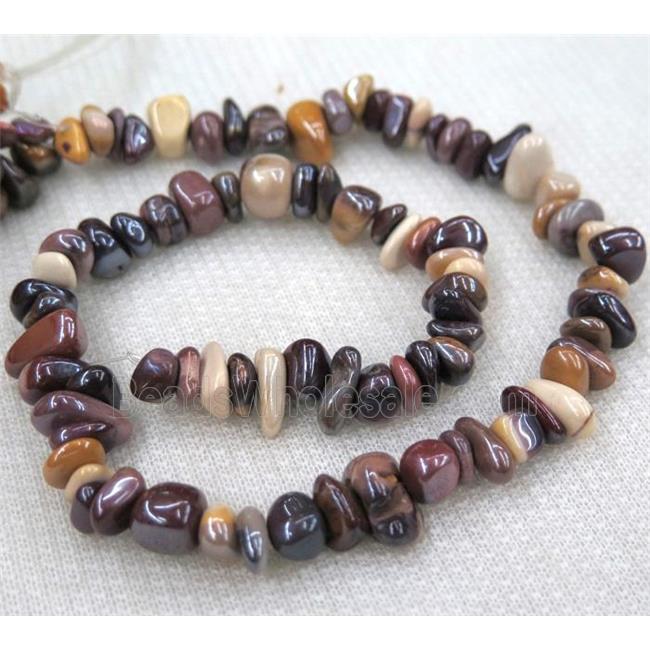 mookaite chips bead, freeform, electroplated