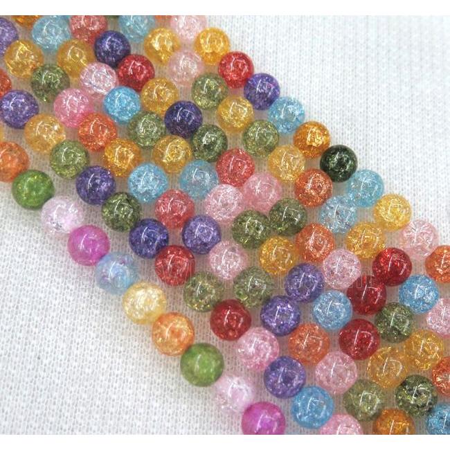 round crackle glass crystal beads, mixed color
