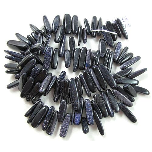 Blue SandStone beads, freeform Chip, Top-Drilled