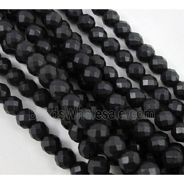 black synthetic Turquoise beads, faceted round