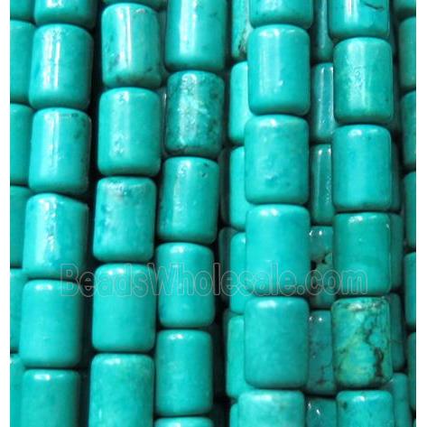 blue Turquoise bead, tube, stabilized