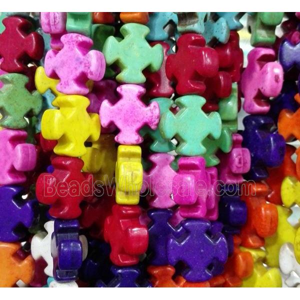 synthetic Turquoise cross beads, mix color