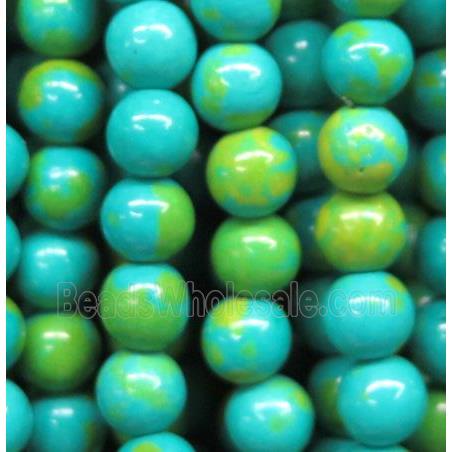 blue turquoise bead, round, synthetic