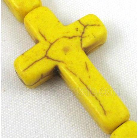 yellow synthetic Turquoise cross beads