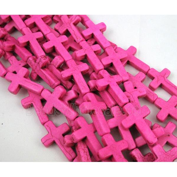 hotpink synthetic Turquoise cross beads