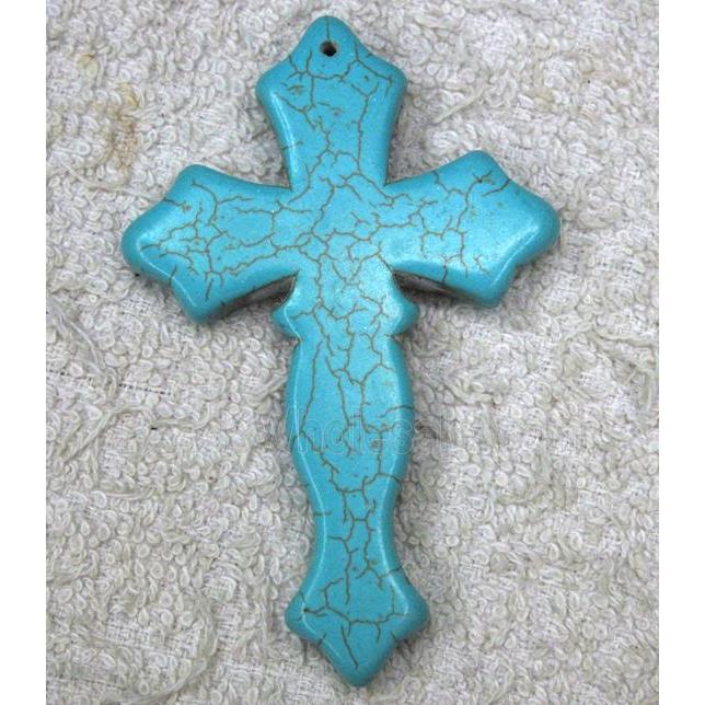 Turquoise Cross pendant, synthesize
