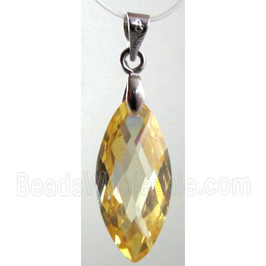 Cubic Zirconia pendant, golden