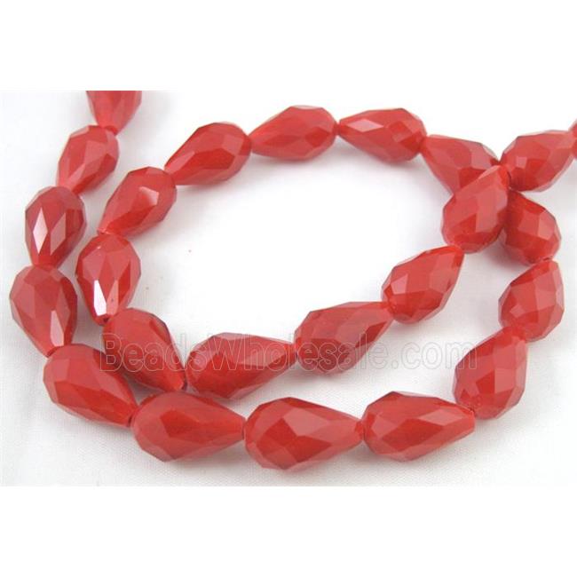 chinese crystal glass bead, faceted teardrop