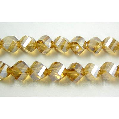 Chinese Crystal Beads, Twist, Gold