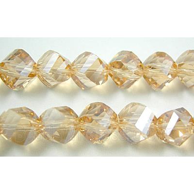 Chinese Crystal Beads, Twist, Gold-Champagne