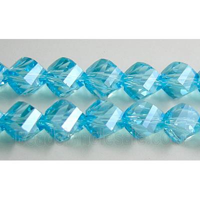 Chinese Crystal Beads, Twist, Aquamrine