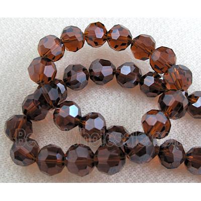 Crystal Glass, Faceted Round Beads, Deep coffee