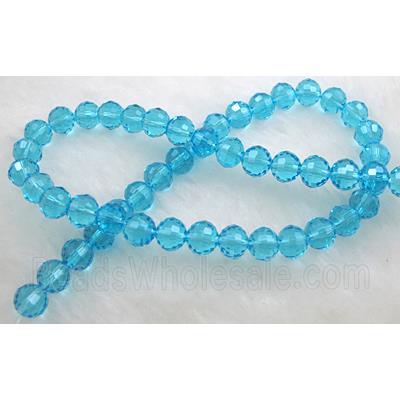 Crystal Glass Beads, 96 faceted round, aqua