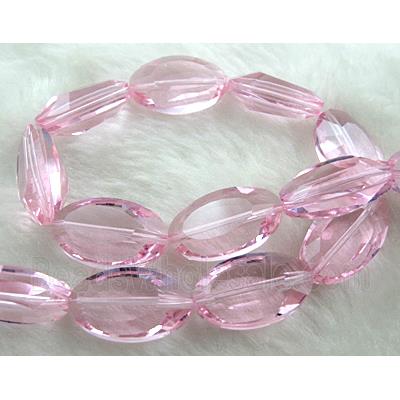 Crystal Glass Beads, faceted, Pink