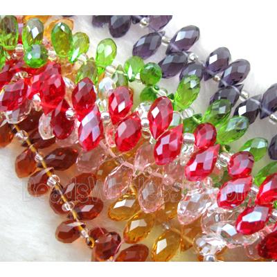 Chinese Crystal Beads, faceted teardrop, mixed color