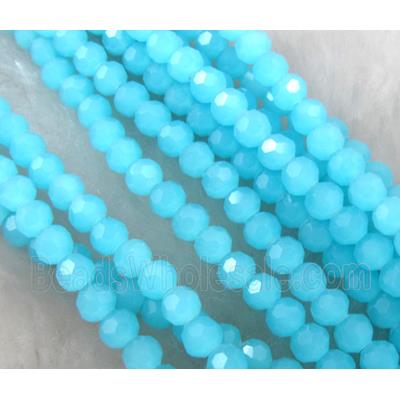 Chinese Crystal Beads, Faceted Round, Aqua