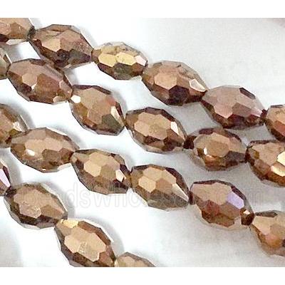 Chinese Crystal Glass Beads, faceted barrel, Antique copper