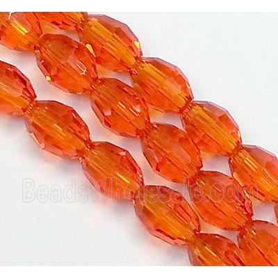 Chinese Crystal Glass Beads, faceted barrel, red