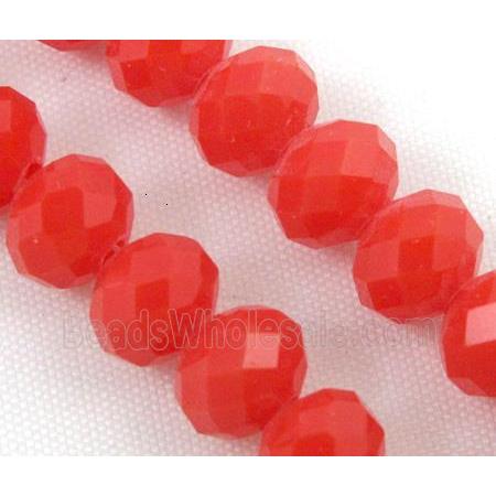 glass crystal bead, faceted wheel, red