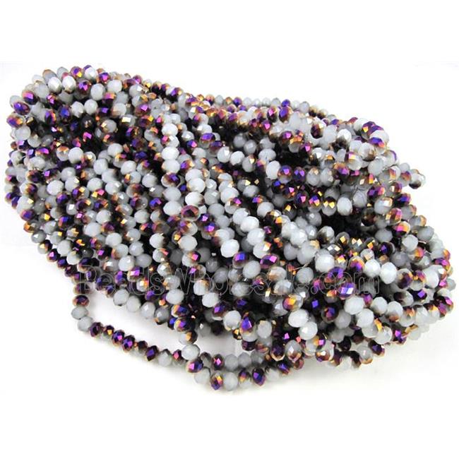 glass crystal bead, faceted wheel, half plated AB color