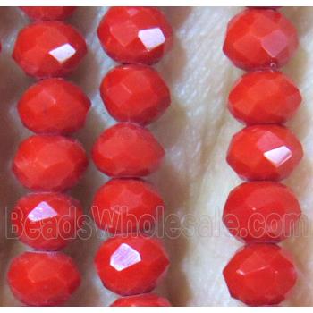 bright red Chinese Crystal Beads, faceted rondelle