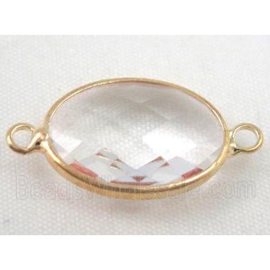 Chinese crystal glass connector, faceted oval