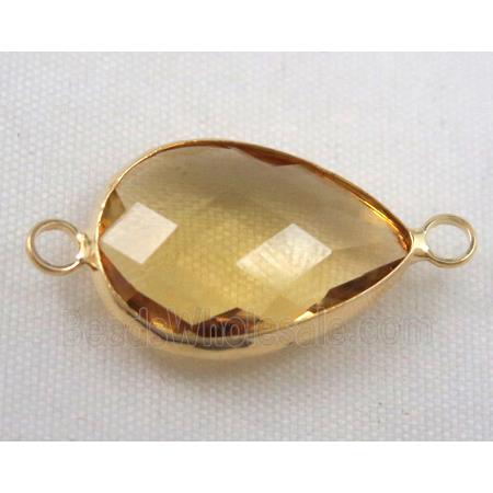 Chinese crystal glass connector, faceted teardrop