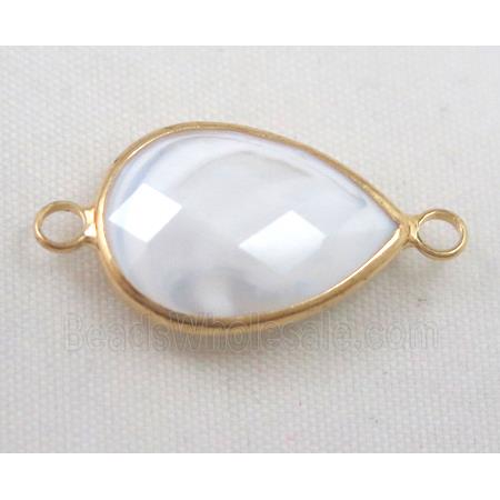Chinese crystal glass connector, faceted teardrop