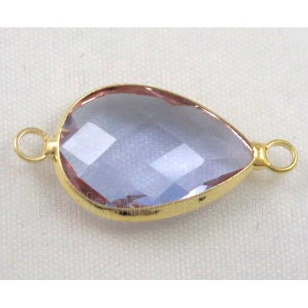 Chinese crystal glass connector, faceted teardrop