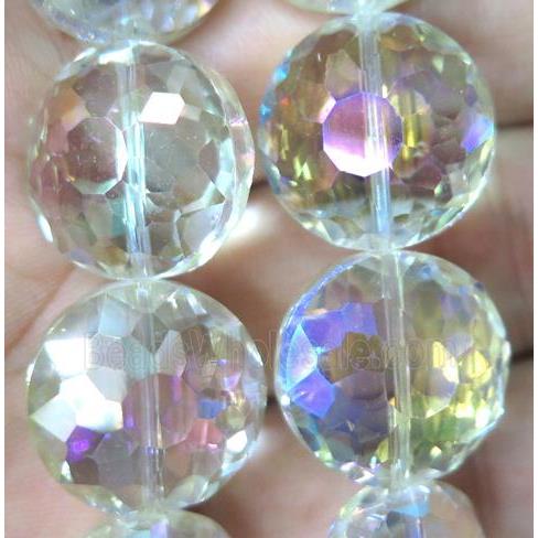 Chinese crystal bead, faceted flat round