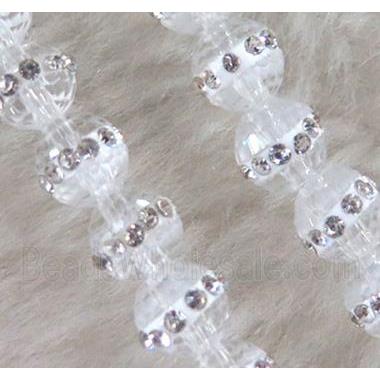 Chinese crystal bead with rhinestone, faceted round