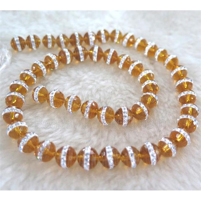 Chinese crystal bead with rhinestone, faceted round