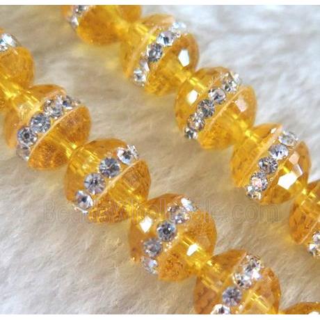 Chinese crystal bead with rhinestone, faceted round