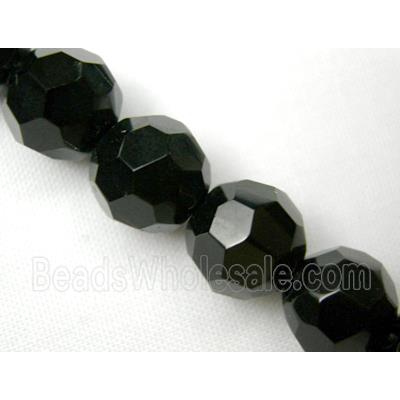 jet Glass Beads, faceted round