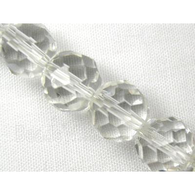 faceted round Glass Beads, clear
