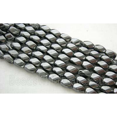 Magnetic Hematite Bead, 4 facets twist, A grade