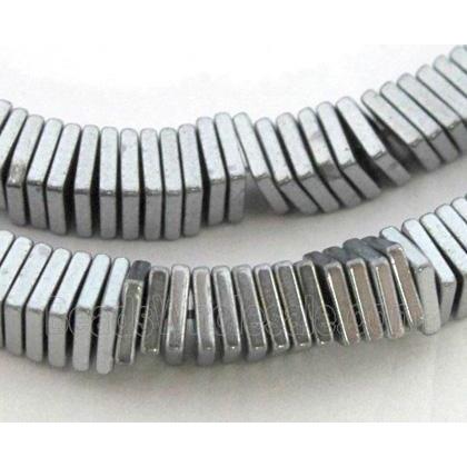 Hematite bead, no-Magnetic, square, platinum plated