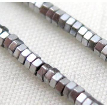Hematite bead, rondelle, platinum electroplated