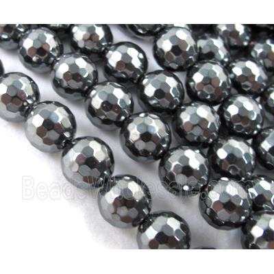 faceted round black Magnetic Hematite Beads
