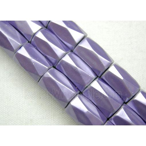 magnetic Hematite Beads, faceted tube, lavender