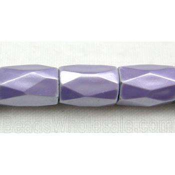 magnetic Hematite Beads, faceted tube, lavender