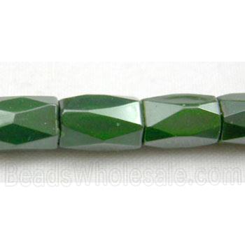 magnetic Hematite Beads, faceted tube, deep green