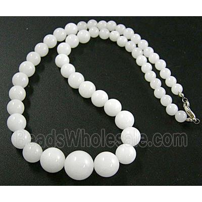 Jade Necklace, Round beads, ivory white