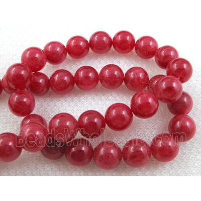 Jade beads, Round, Red