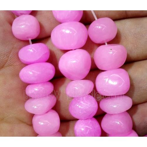 jade beads, freeform chips, stabile, hotpink