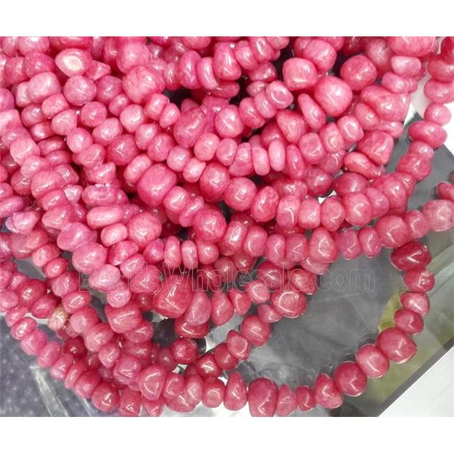 red jade beads, freeform chips, stabile